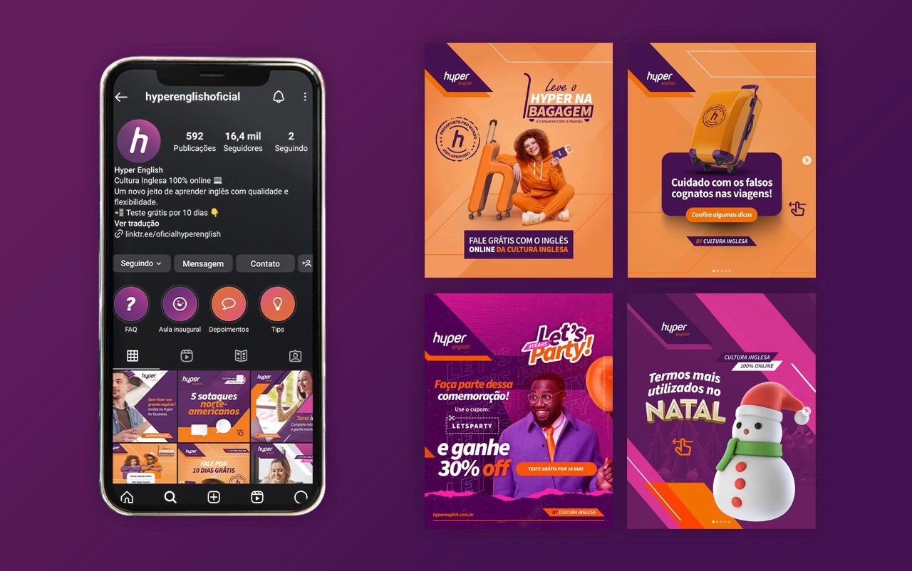 Hyper English — Gestão de Redes Sociais